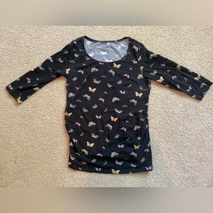 H&M Mama Maternity Top (Black & Butterflies)